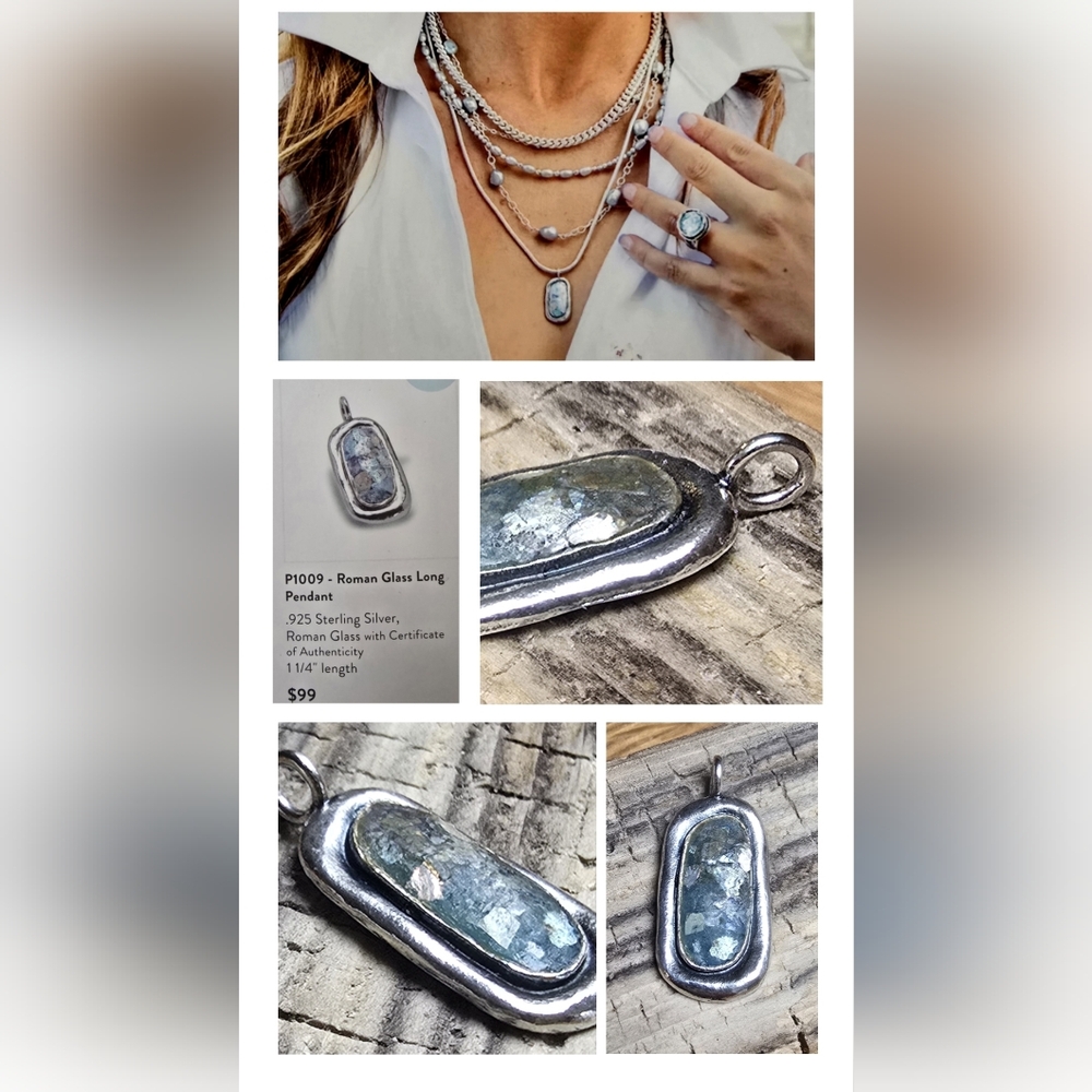 Opulenza Designs Roman Glass Long Pendant